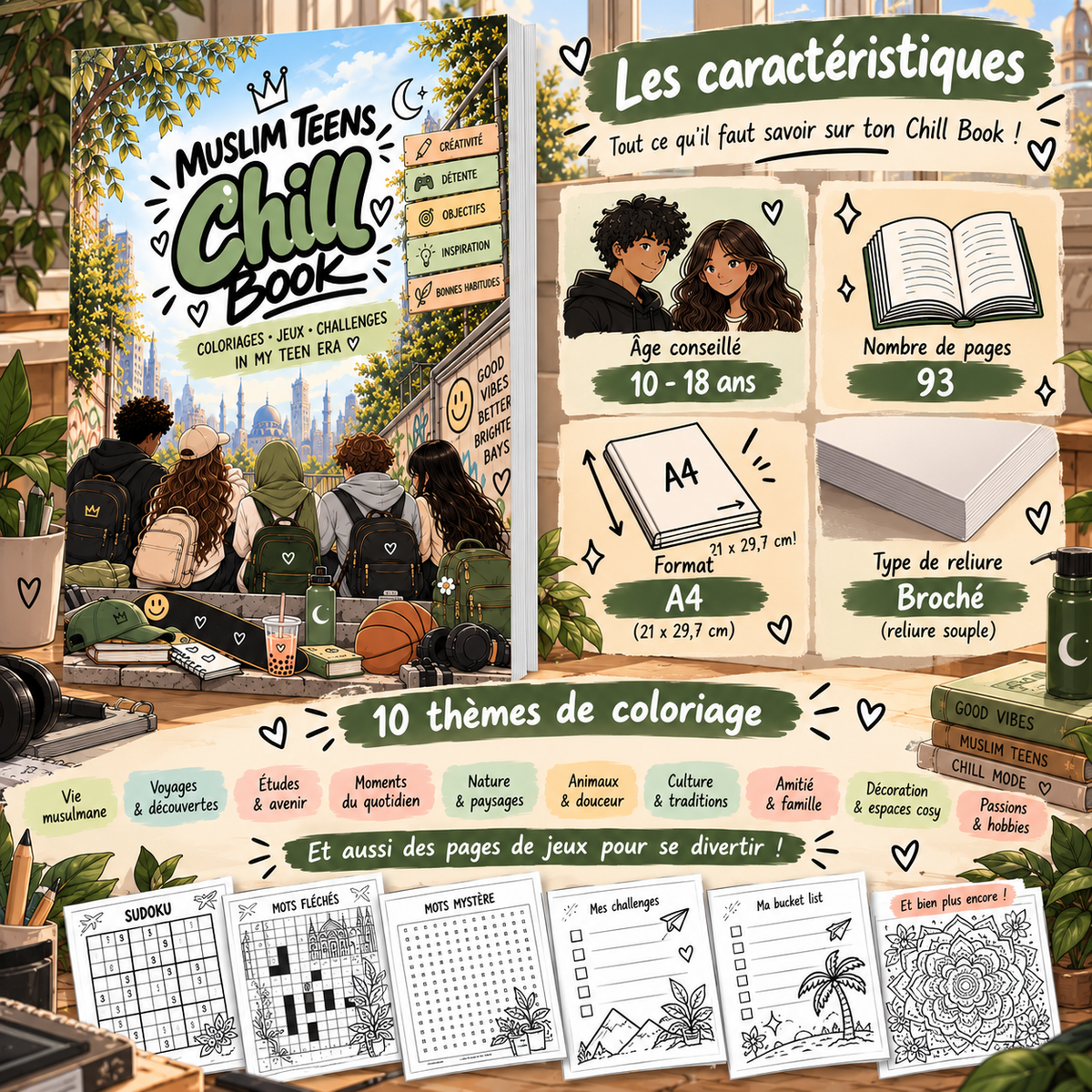 Chill Book, coloriages, jeux et challenges pour ados (toutes saisons)