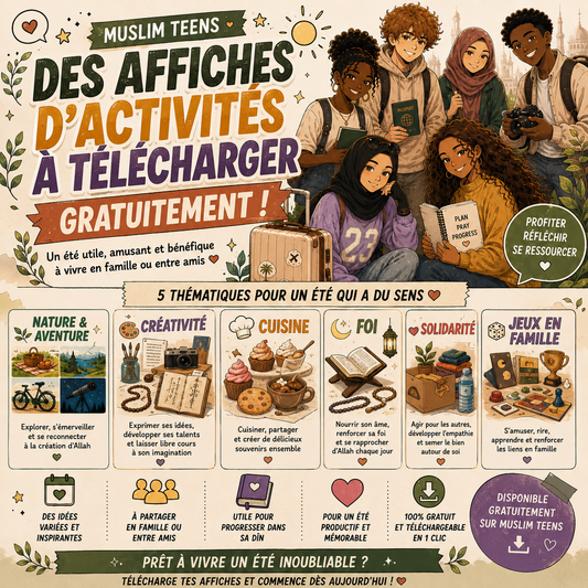 Pack d’affiches d’activités d’été pour ados musulmans (PDF à télécharger) – Gratuit