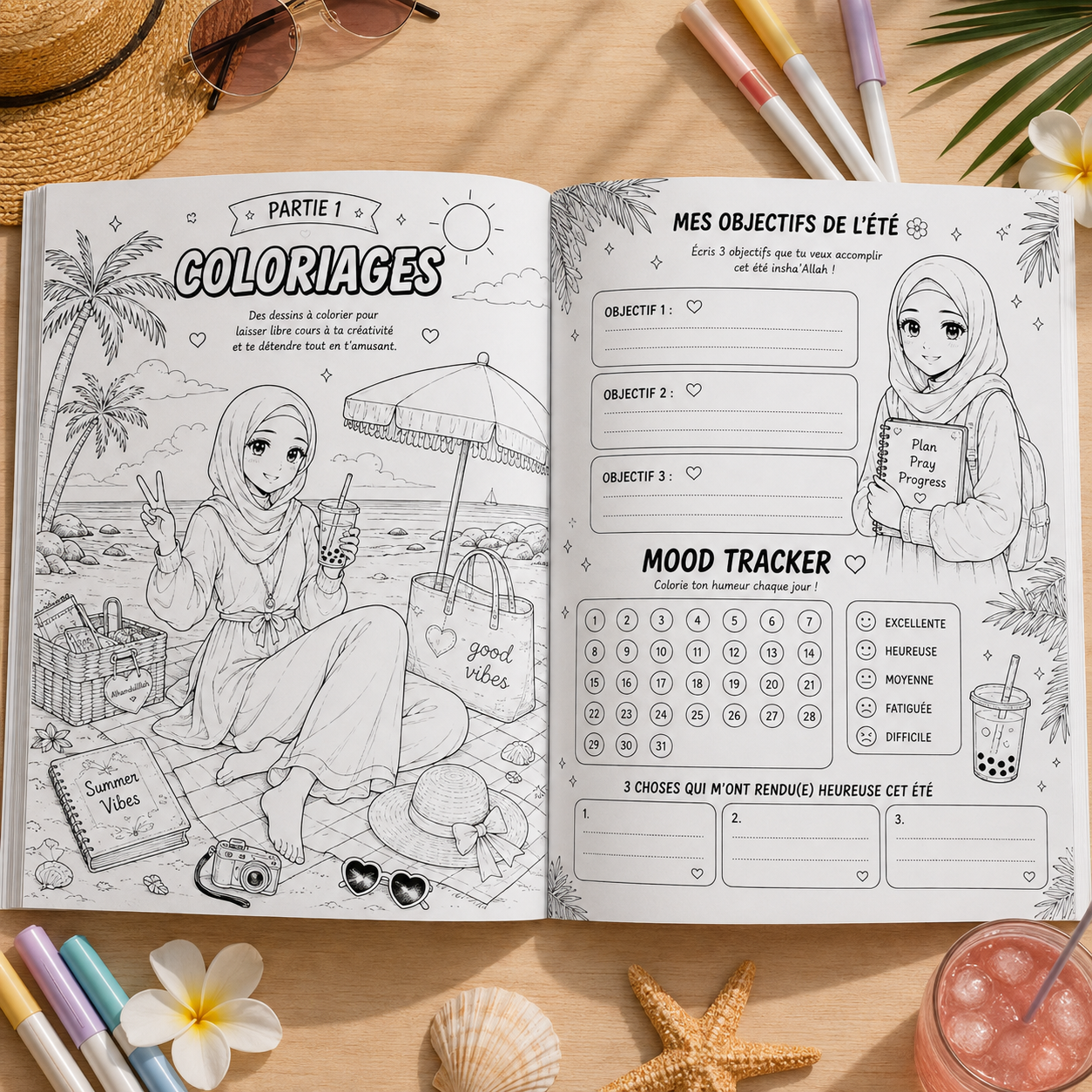 cahier de coloriage et activites pour filles adolescences musulmanes sans écran déconnection 