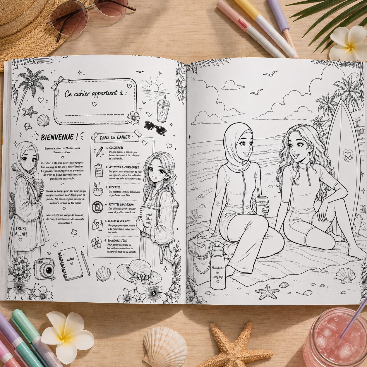 cahier de coloriage et activites pour filles adolescences musulmanes sans écran déconnection 