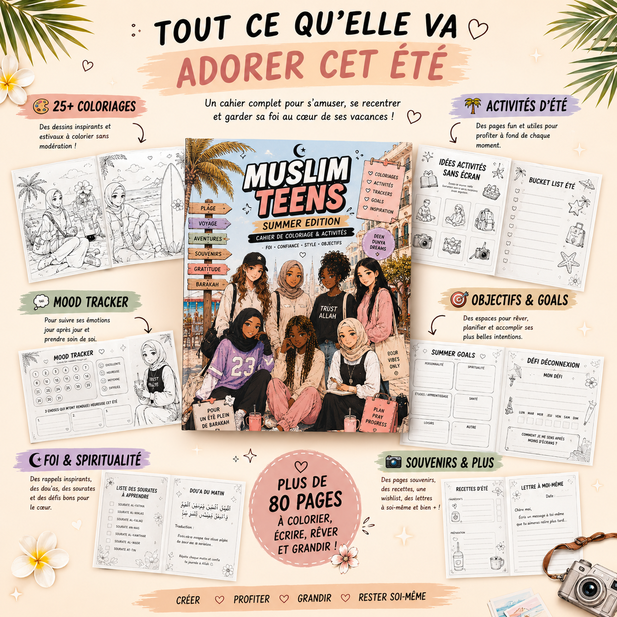 cahier de coloriage et activites pour filles adolescences musulmanes sans écran déconnection 