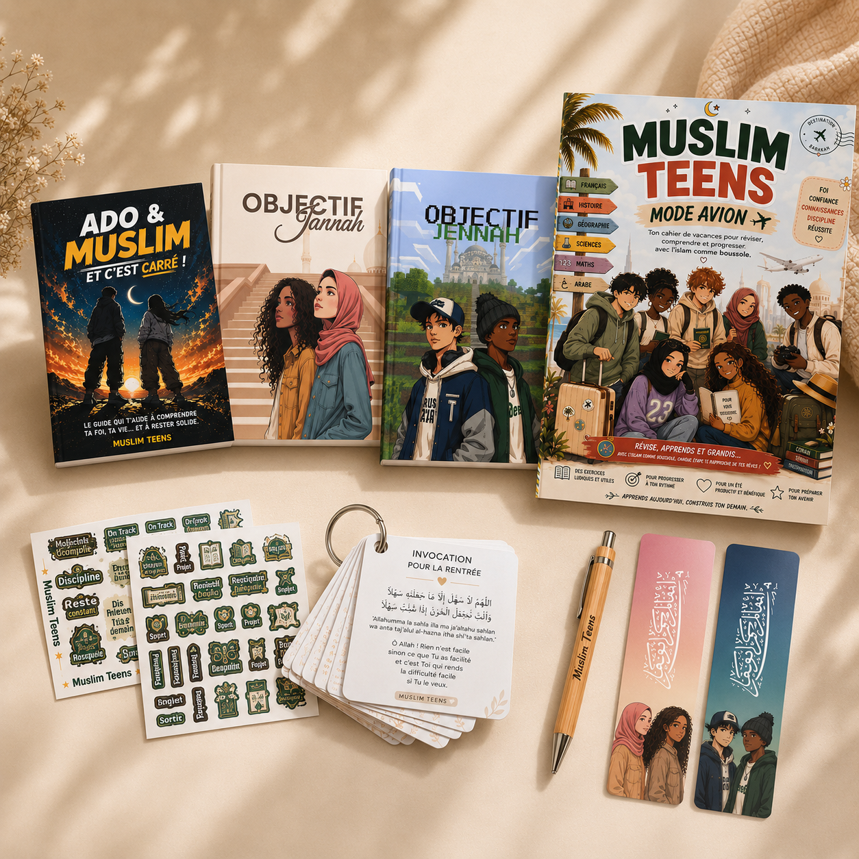 Kit rentrée Muslim Teens pour adolescent musulman avec livres, stickers, marque-pages et cartes d'invocations
