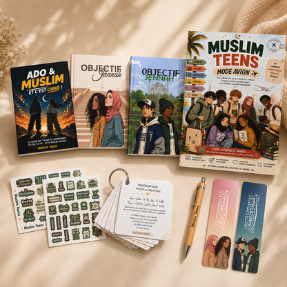 Kit rentrée Muslim Teens pour adolescent musulman avec livres, stickers, marque-pages et cartes d'invocations